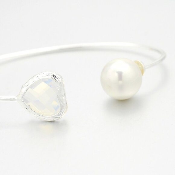 Silver Plated Brass Glass Cuff Bangles, Torque Bangle,  NWOT Mix & Match 2/$10 - Picture 3 of 3